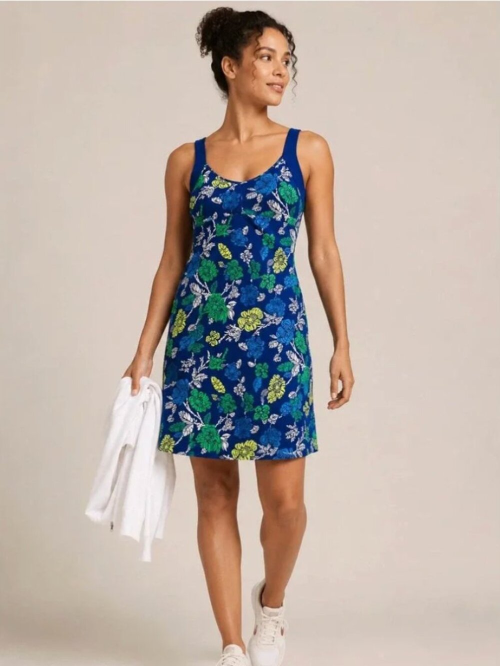 Patagonia Morning Glory Dress Sz M Blue Floral Racerback Athletic Quick-Dry